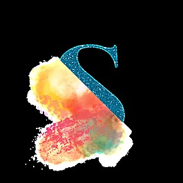 時尚水彩字母S透明裝飾素材