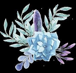 冰系手繪冰心花裝飾素材