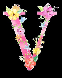 字母藝術字花朵裝飾裝飾素材