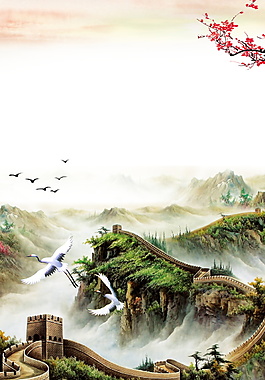 中國風長城海報背景