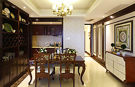 簡約餐廳方形餐桌裝修效果圖