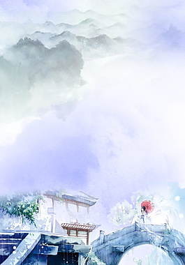 精美水墨山水海報背景