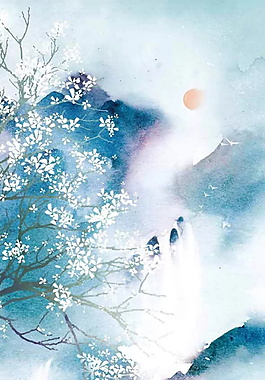 水墨中國風(fēng)花朵海報背景素材