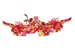 紅色花朵裝飾png元素