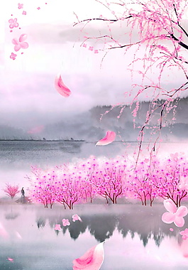 精美水墨花朵海報(bào)背景
