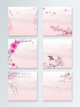 花瓣桃花主圖背景PSD