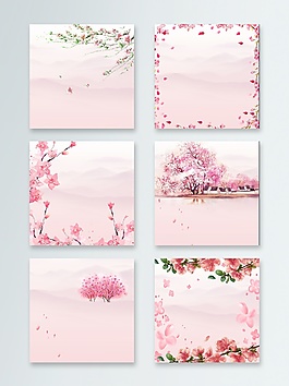 葉子櫻花桃花主圖背景PSD