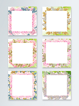 鮮花花邊矩形背景PSD