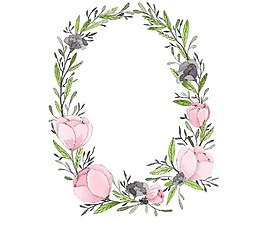 粉色花朵花環(huán)png元素