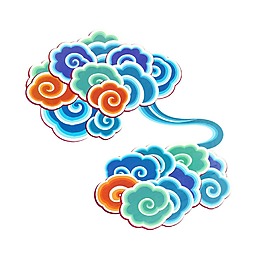 手繪彩色云朵元素