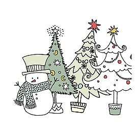 卡通雪人圣誕節(jié)圣誕樹節(jié)日元素