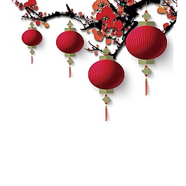 紅色燈籠梅花元素