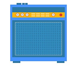 清新藍色收音機元素