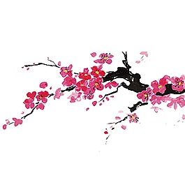 喜慶清新紅色梅花元素