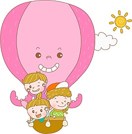 卡通降落傘元素