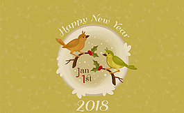 2018新年卡通鳥類元素