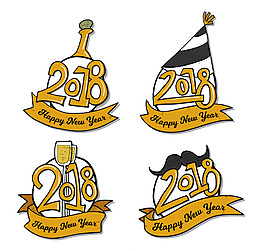 手繪新年2018徽章收集