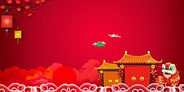 紅色復(fù)古新年背景