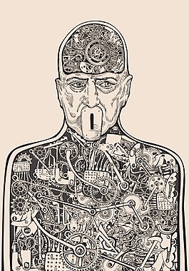 工業(yè)機(jī)械齒輪人物插畫