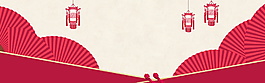 春節(jié)紅色扇子bannerPSD背景
