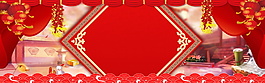 春節(jié)紅色喜慶banner背景