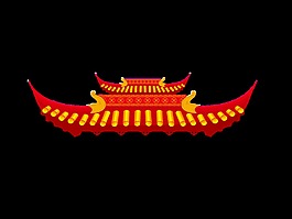 紅色喜慶復(fù)古屋檐裝飾素材