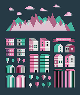 多款小清新建筑插画素材