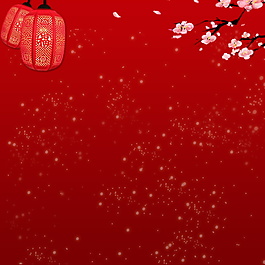 红色梅花灯笼新年主图设计