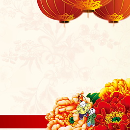中式牡丹花朵新年主圖設(shè)計