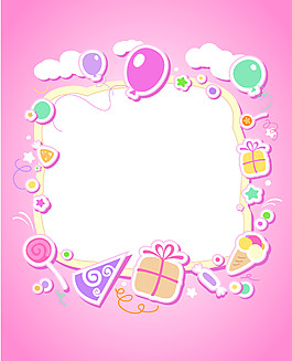 矢量粉色少女兒童節(jié)日生日慶祝背景