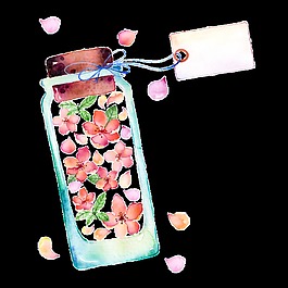 花瓣瓶子透明裝飾素材