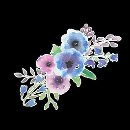 藍(lán)粉花叢透明裝飾素材
