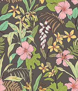 藝術(shù)花叢卡通矢量背景素材