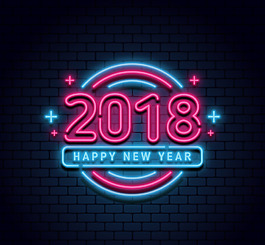 2018新年霓虹燈文字素材