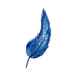 手繪藍(lán)色羽毛元素