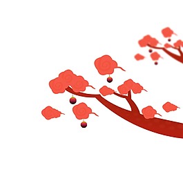 創(chuàng)意紅色樹枝png元素