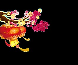 手繪扁平梅花裝飾素材