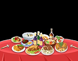 手繪卡通年夜飯食物素材