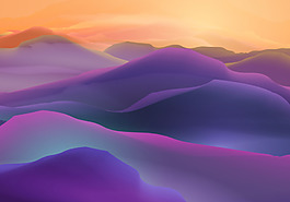 浪漫山峰風景插畫