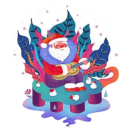 唱歌的圣誕老人png元素