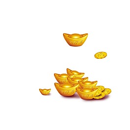 金色的元宝png元素