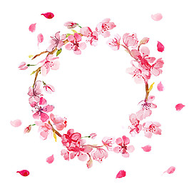 唯美粉色彩繪花環(huán)圖案元素