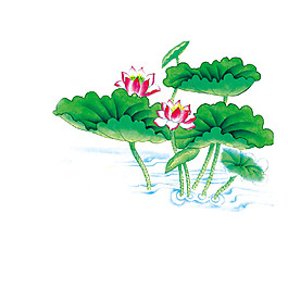 水彩荷塘圖案元素