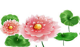 水彩荷花圖案元素