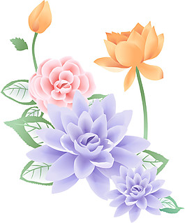 精美彩绘荷花图案