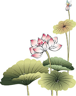 中國風(fēng)彩繪荷花圖案元素