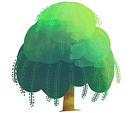 綠色的柳樹png元素