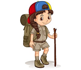 卡通遠(yuǎn)足少女png元素