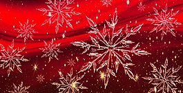 红色喜庆飘雪背景墙