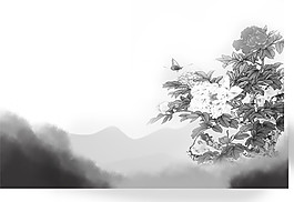 中國風松樹水墨山水裝飾元素